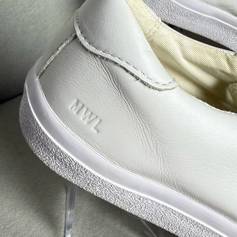 Madewell Womens Sidewalk Low Top Sneakers in Pale Parchment Multi Leather size 7